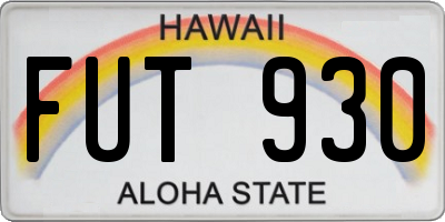 HI license plate FUT930