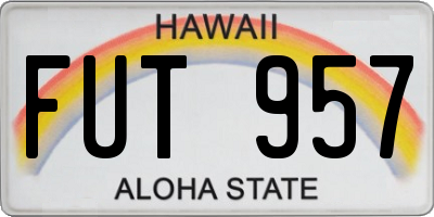 HI license plate FUT957