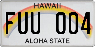 HI license plate FUU004