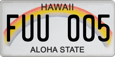 HI license plate FUU005