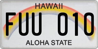 HI license plate FUU010