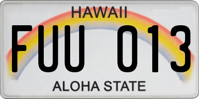 HI license plate FUU013