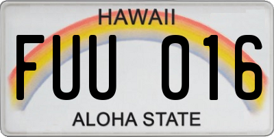HI license plate FUU016