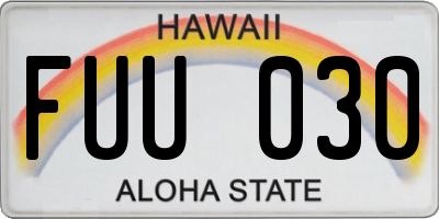HI license plate FUU030