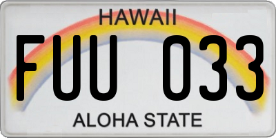 HI license plate FUU033