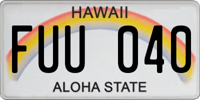 HI license plate FUU040
