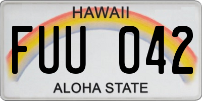 HI license plate FUU042