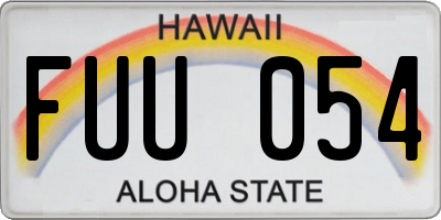 HI license plate FUU054