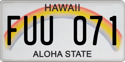 HI license plate FUU071