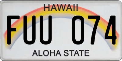 HI license plate FUU074