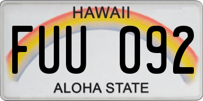 HI license plate FUU092