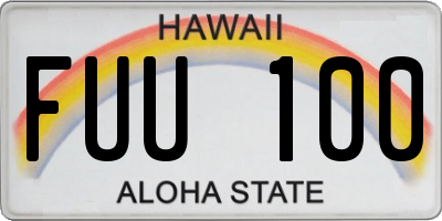 HI license plate FUU100