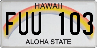 HI license plate FUU103