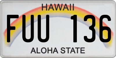 HI license plate FUU136