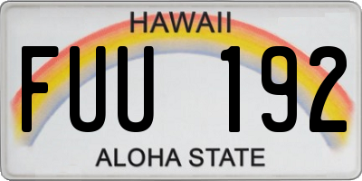 HI license plate FUU192