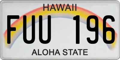 HI license plate FUU196