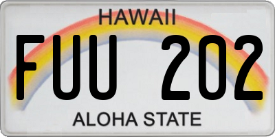 HI license plate FUU202