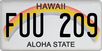 HI license plate FUU209
