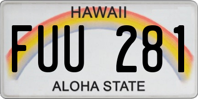 HI license plate FUU281