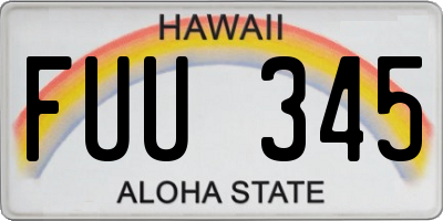 HI license plate FUU345