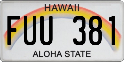 HI license plate FUU381