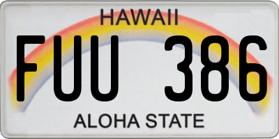 HI license plate FUU386