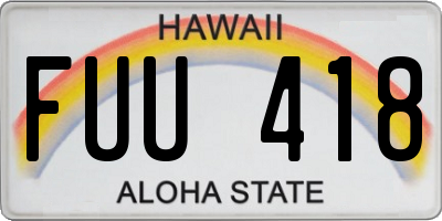 HI license plate FUU418
