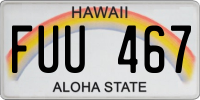 HI license plate FUU467