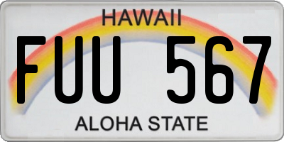 HI license plate FUU567