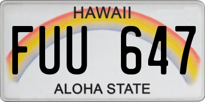 HI license plate FUU647