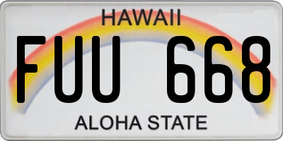 HI license plate FUU668