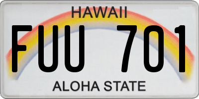 HI license plate FUU701