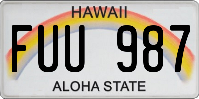 HI license plate FUU987