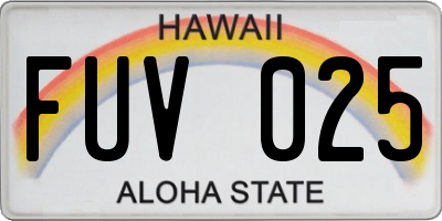 HI license plate FUV025