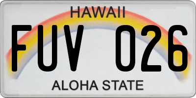 HI license plate FUV026