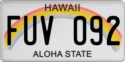 HI license plate FUV092
