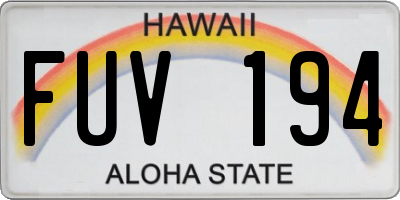 HI license plate FUV194