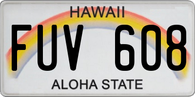 HI license plate FUV608
