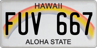 HI license plate FUV667