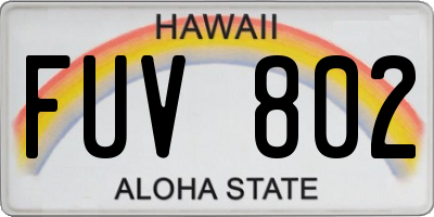 HI license plate FUV802