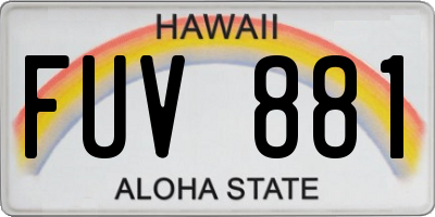 HI license plate FUV881