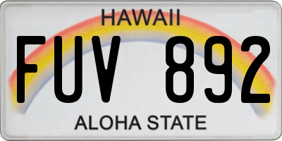 HI license plate FUV892