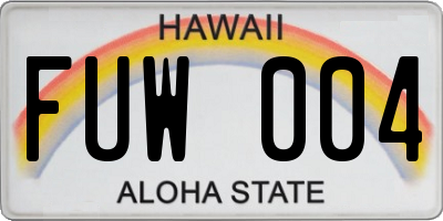 HI license plate FUW004