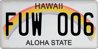 HI license plate FUW006