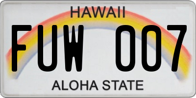 HI license plate FUW007