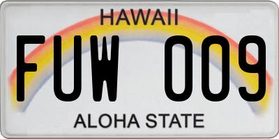 HI license plate FUW009
