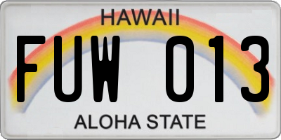 HI license plate FUW013