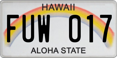 HI license plate FUW017