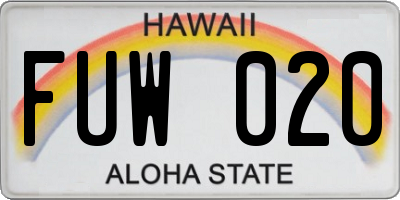 HI license plate FUW020