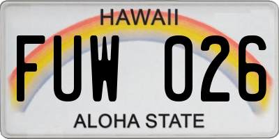 HI license plate FUW026
